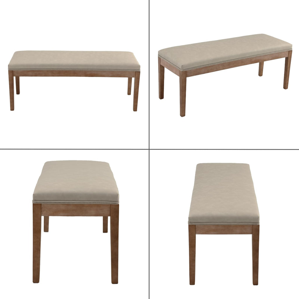 Padded Entryway Bench PU Leather Upholstered Dining Table Benches Farmhouse Shoe Bench Seat Bedroom End of Bed 45.5"