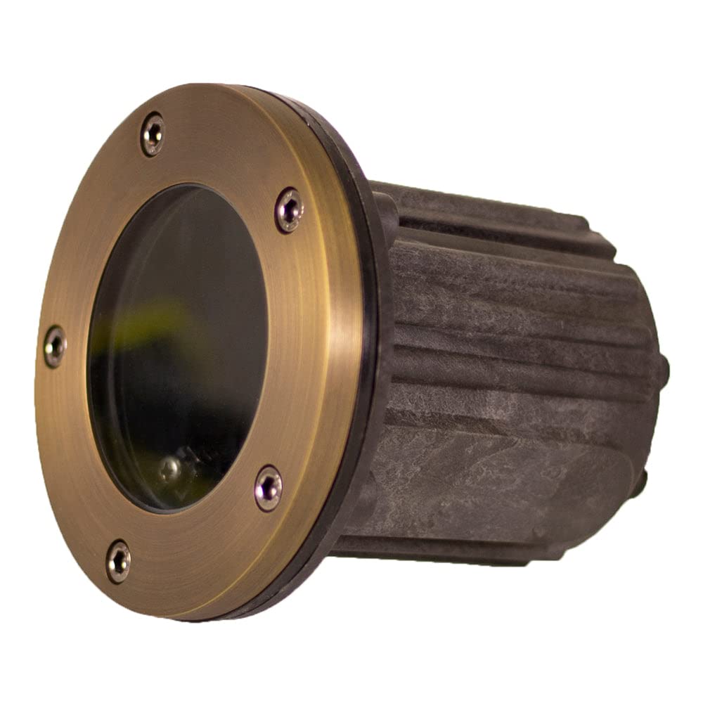 12V In-Ground Light (Brass Top) with PVC Sleeve & 5W 2700K MR16 LED Bulb