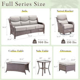 7-Piece Wicker Outdoor Patio Furniture Set - Swivel | Brown with Thick Cushions for Patio, Garden & Porch