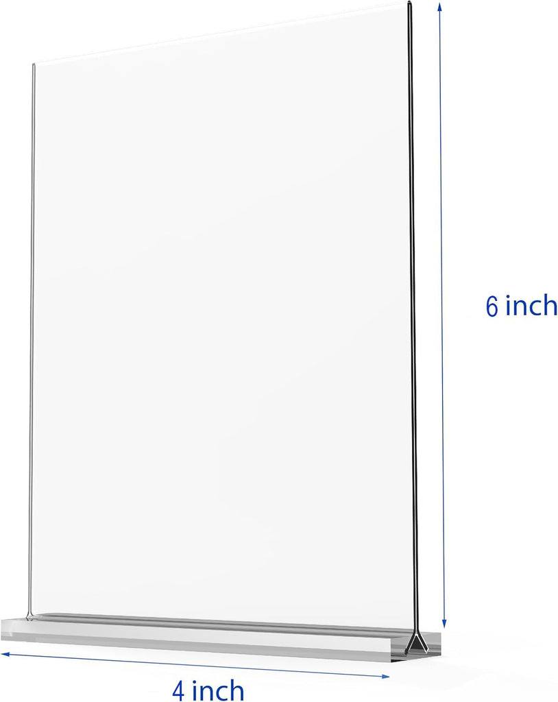 4x6 Inch Clear Acrylic Sign Holder, Display Stand, Plastic Card Holder for Business, Office, Retail (4x6 Inch 12 Pack)