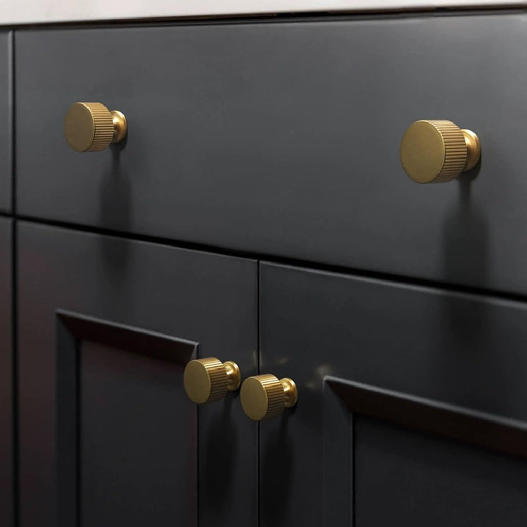 4pcs Solid Brass Cabinet Knobs Pulls Cabinet Drawer Dresser Gold Knobs Modern Handles(1"x1"/25mmx25mm),Brushed Brass