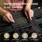 7-Piece Rattan Outdoor Patio Furniture Set - Conversation | Beige with Thick Cushions for Patio, Garden & Porch