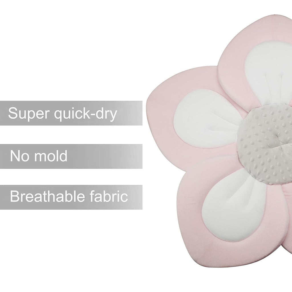 Baby Bath Pad for Infant Newborn | Soft Flower 5 Petals for Sink Bathtub Essentials Shower Gift (Pink)