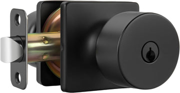 Matte Black Exterior Door Knobs Keyed-Alike, Door Lock 1 Pack