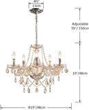 5 Light Modern K9 Crystal Chandelier for Dining Room, Pendant Ceiling Lighting Fixture for Bedroom, Living Room, Champagne Crystal A100-B09F38VC5L