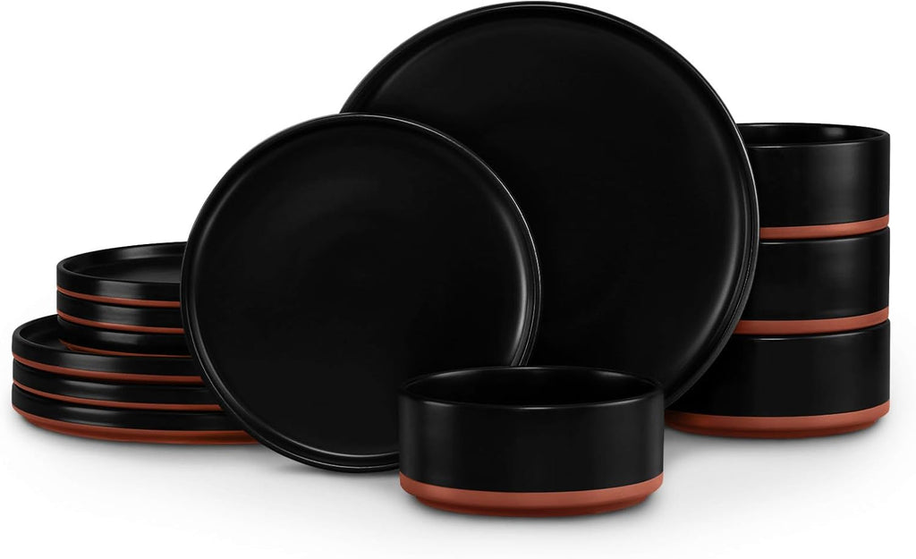 12 Pieces Porcelain Dinnerware Sets, Premium Plates and Bowls Set, High-Fired Ceramic Dishes Set for 4