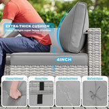 7-Piece Wicker Outdoor Patio Furniture Set | Grey All-Weather Resistant with Thick Cushions for Backyard, Garden & Porch