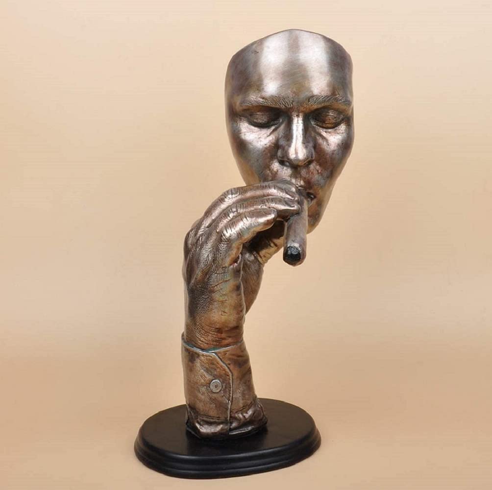 Creative and Abstract Man Figure Figurine Smoking Cigarette, The Thinker Statue & Face Sculptures Home Decor, Exquisite