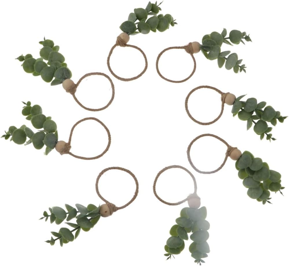 Napkin Rings Set Eucalyptus Leaves Napkin Rings Boho Greenery Napkin Rings Rustic Farmhouse Wooden Napkin - Set of 8