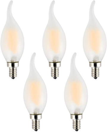 C35 2W(25W Incandescent Equivalent) LED Candelabra Bulb, Dimmable, LED Filament Lamp, Warm White Light 2700K, Frosted