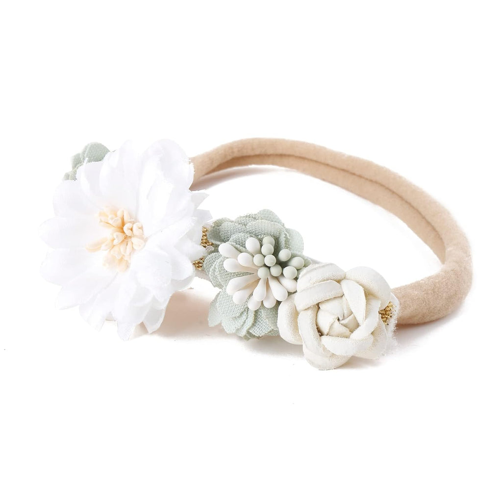 3pcs Baby Girl Flower Headbands, Super Soft & Stretchy Nylon Floral Hairbands for Toddler