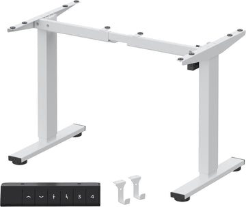 EN1 Height Adjustable Standing Desk Frame, White | Memory Controller, Electric Sit Stand Desk Base, Home and Office