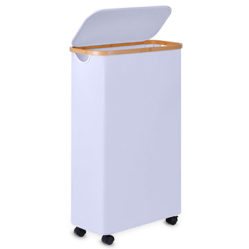 Slim Laundry Basket with Wheels,Narrow Hampers for Laundry(60L White)