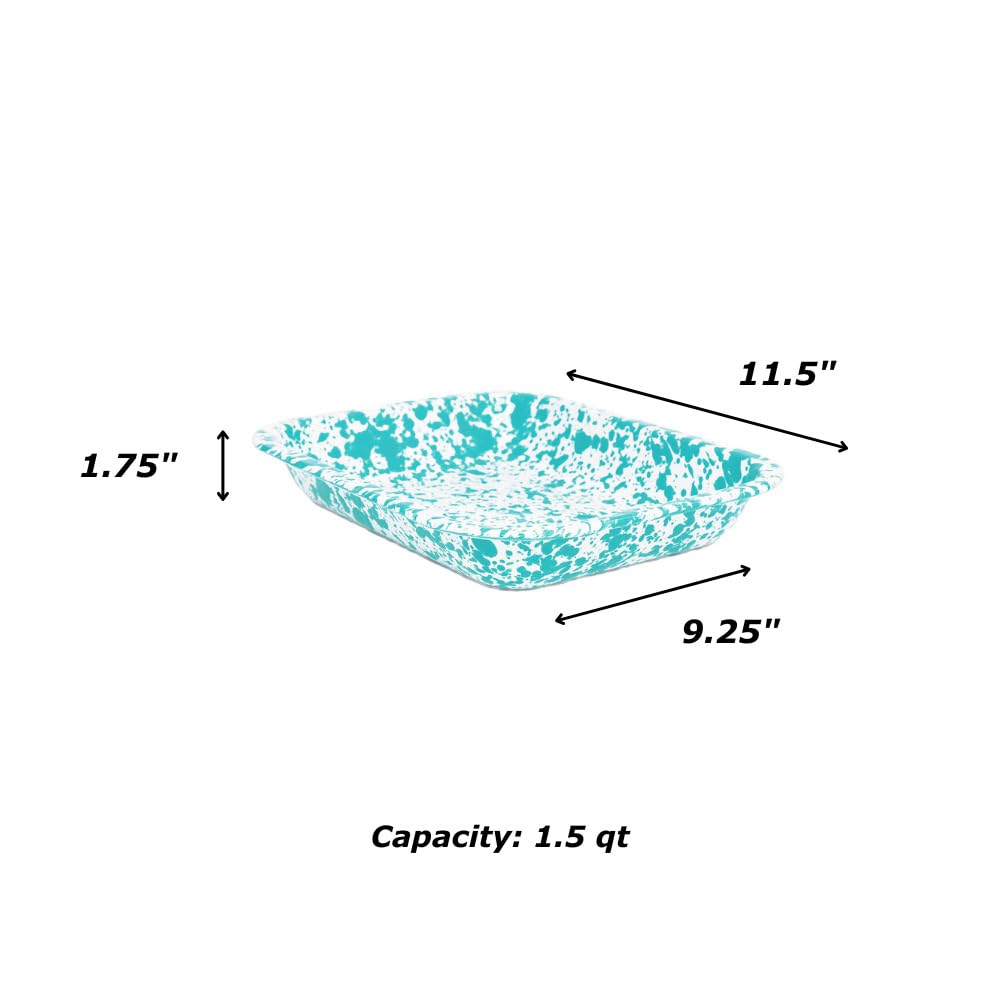 Enamelware Small Open Roaster, 11.5 x 9.25 inches, Blue/White Splatter (Single)