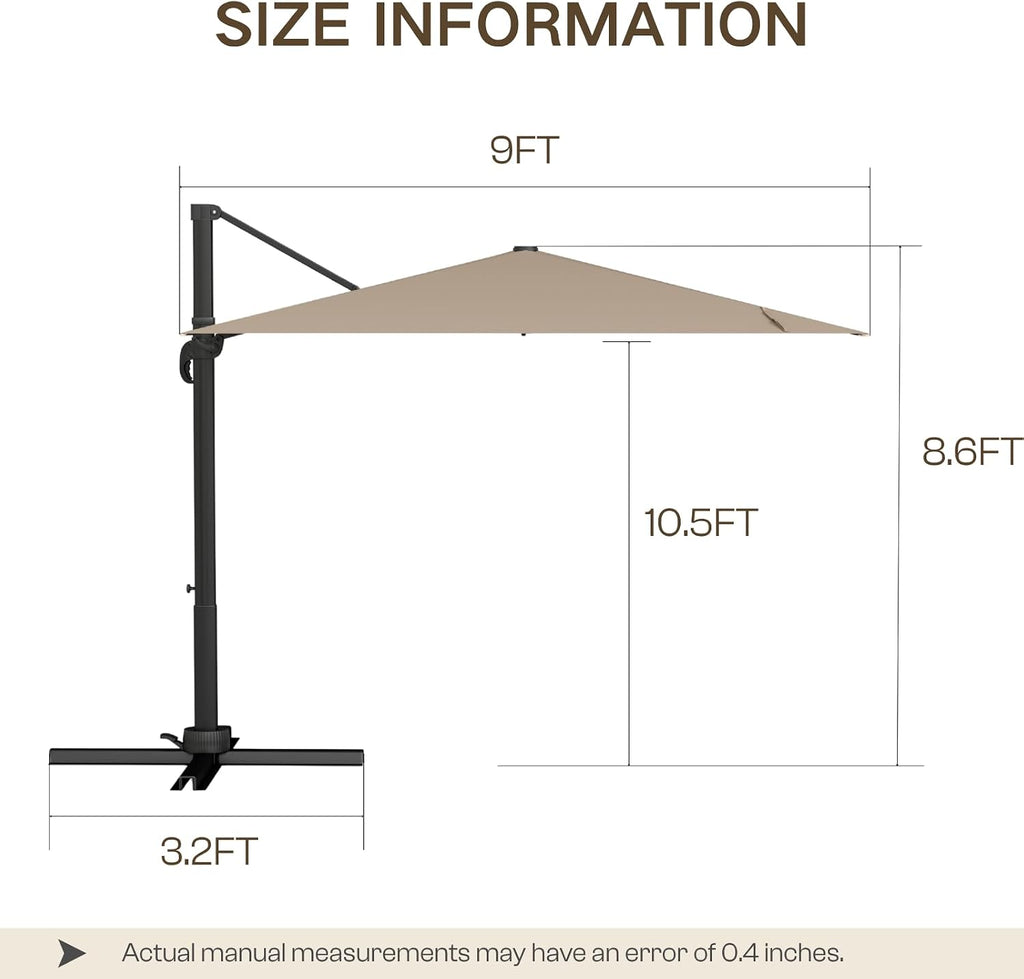 10' X 10' Cantilever Patio Umbrella with Double Top Vent