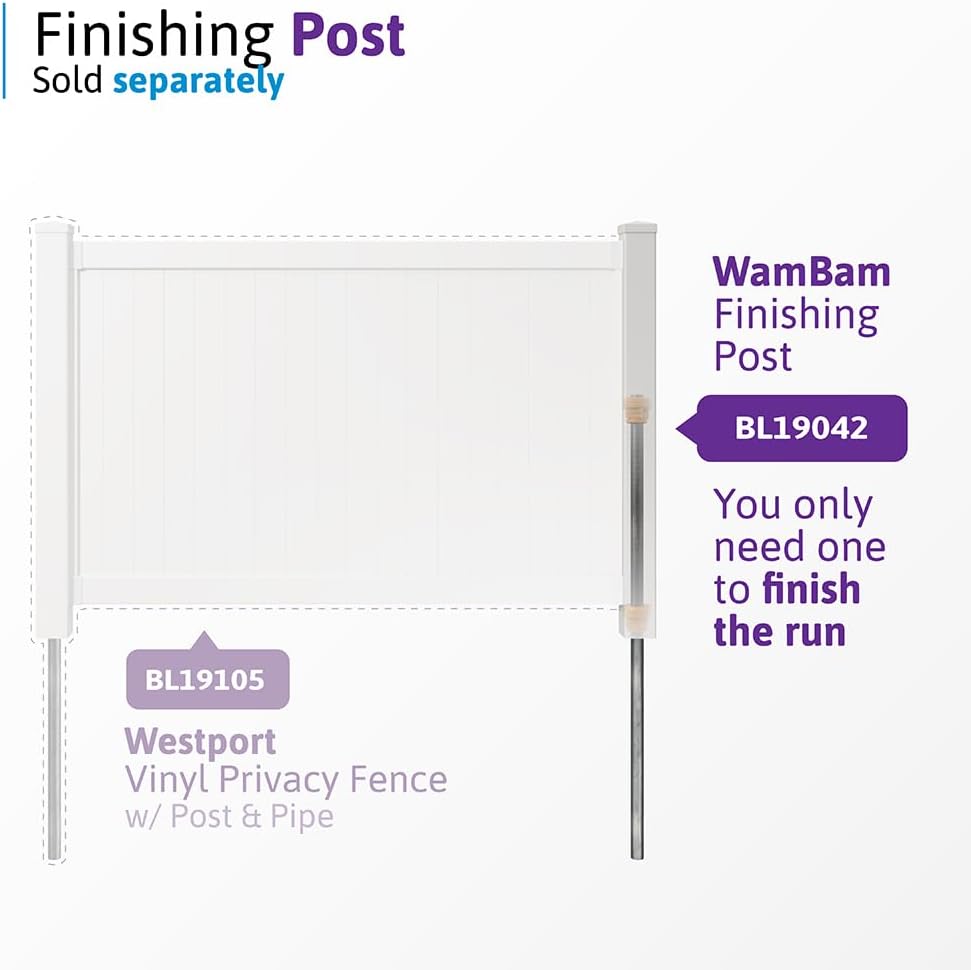 Westport White Vinyl No Dig Privacy Fence Kit | 4ft H x 6ft W, 1 Panel + 1 Post, BL19105
