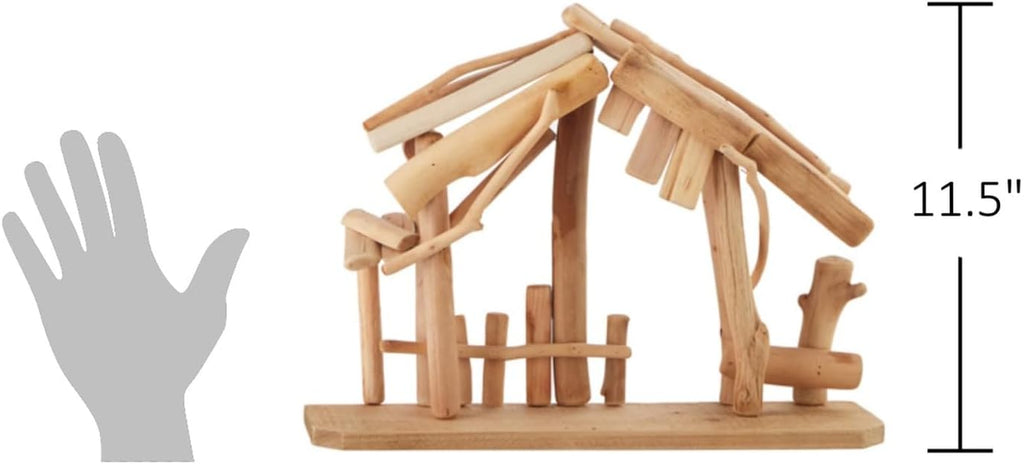 15" Wooden Creche Made Of Driftwood For Your Nativity