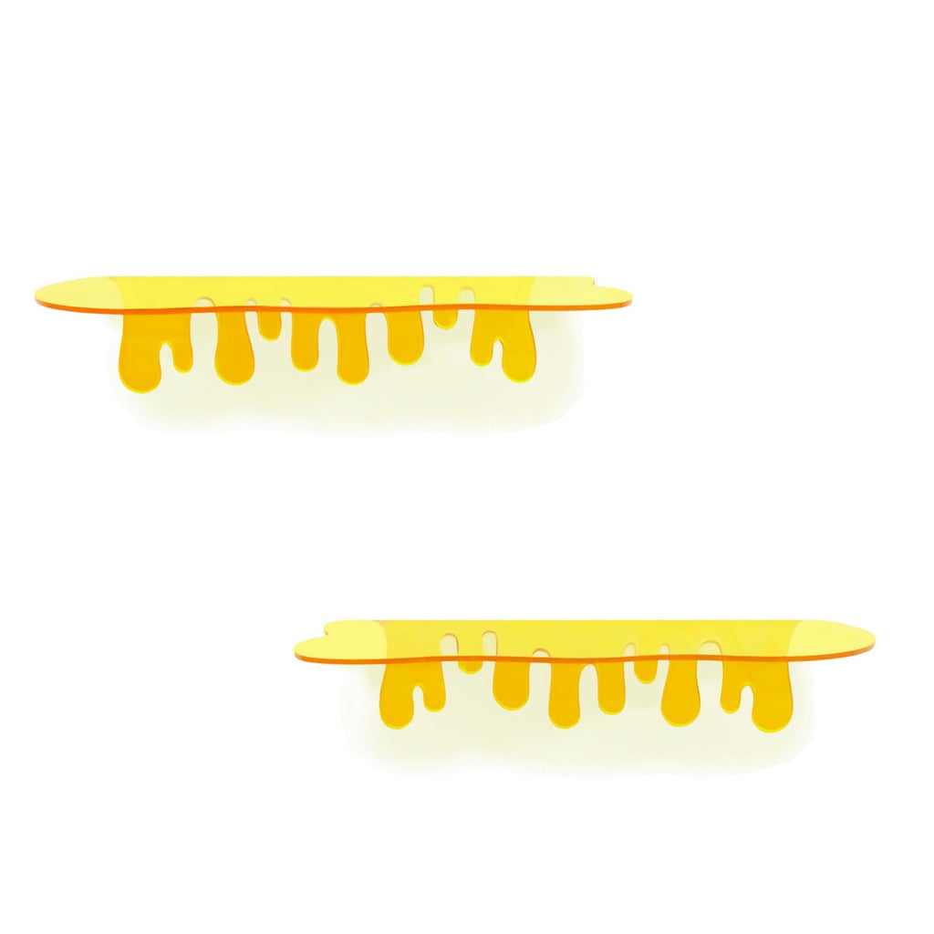 2-Pack Small Acrylic Shelves, 12 Inch Floating Shelves, Yellow