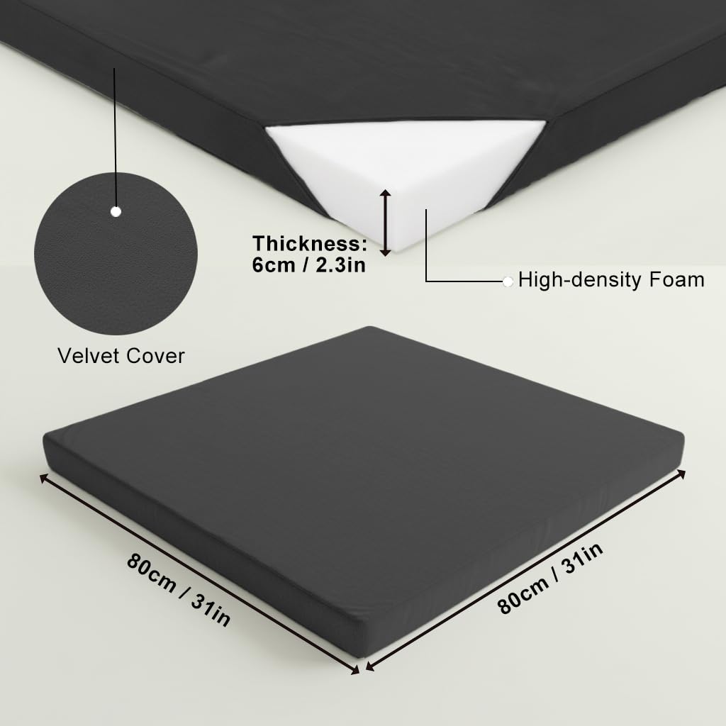 Velvet Zabuton Meditation Mat - Large Floor Pillow for Adults & Yoga Meditation Cushion - High Density Foam Floor
