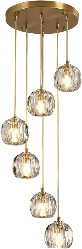 Crystal Chandelier _Light Fixture,All Copper Light Luxury Crystal Lamps Pendant Light,for Bedroom, Hallway, Bar Lighting,6 Heads Dome Plate A116-B0BZMJ1QXV