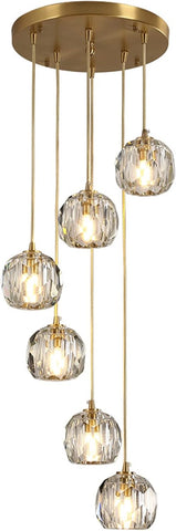 Crystal Chandelier _Light Fixture,All Copper Light Luxury Crystal Lamps Pendant Light,for Bedroom, Hallway, Bar Lighting,6 Heads Dome Plate A116-B0BZMJ1QXV