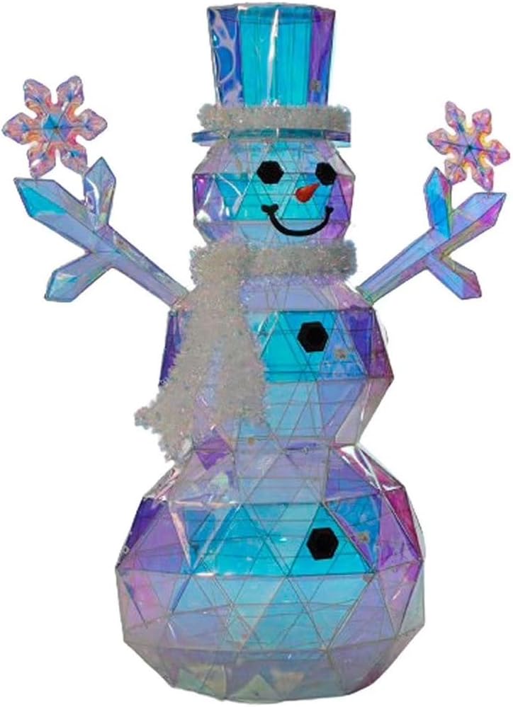 Prismatic 6 Foot LED Lighted Snowman Outdoor Christmas Decoration, Color Changing Crystal Effect, Holiday Winter Yard