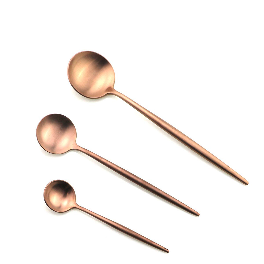 Luxury Silverware Royal Cutlery Set - 24 Piece Flatware Set - Service For 4 18/10 Stainless Steel - Matte Rose Gold