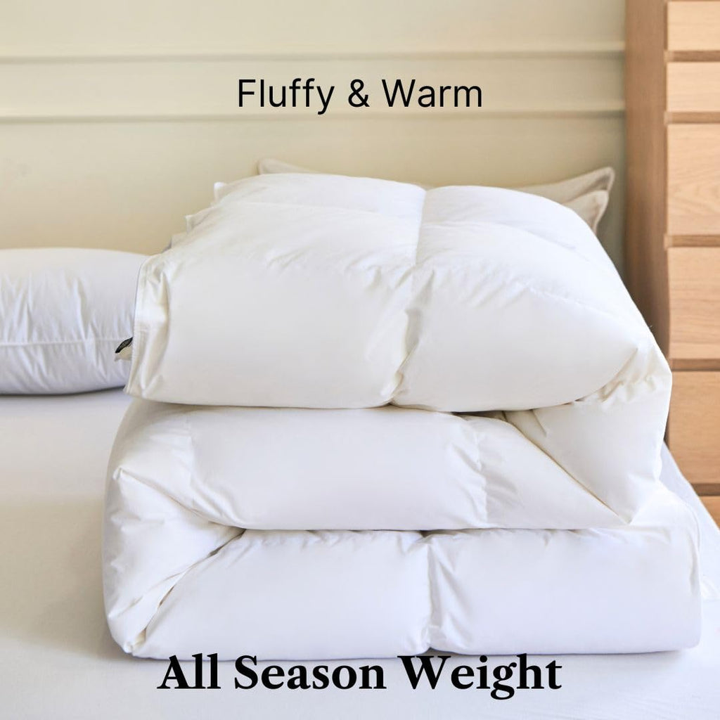 Elite Feather Down Comforter Queen Size-Made in Canada-Oeko Tex Cotton Shell-Canadian Feather&Down Duvet Insert