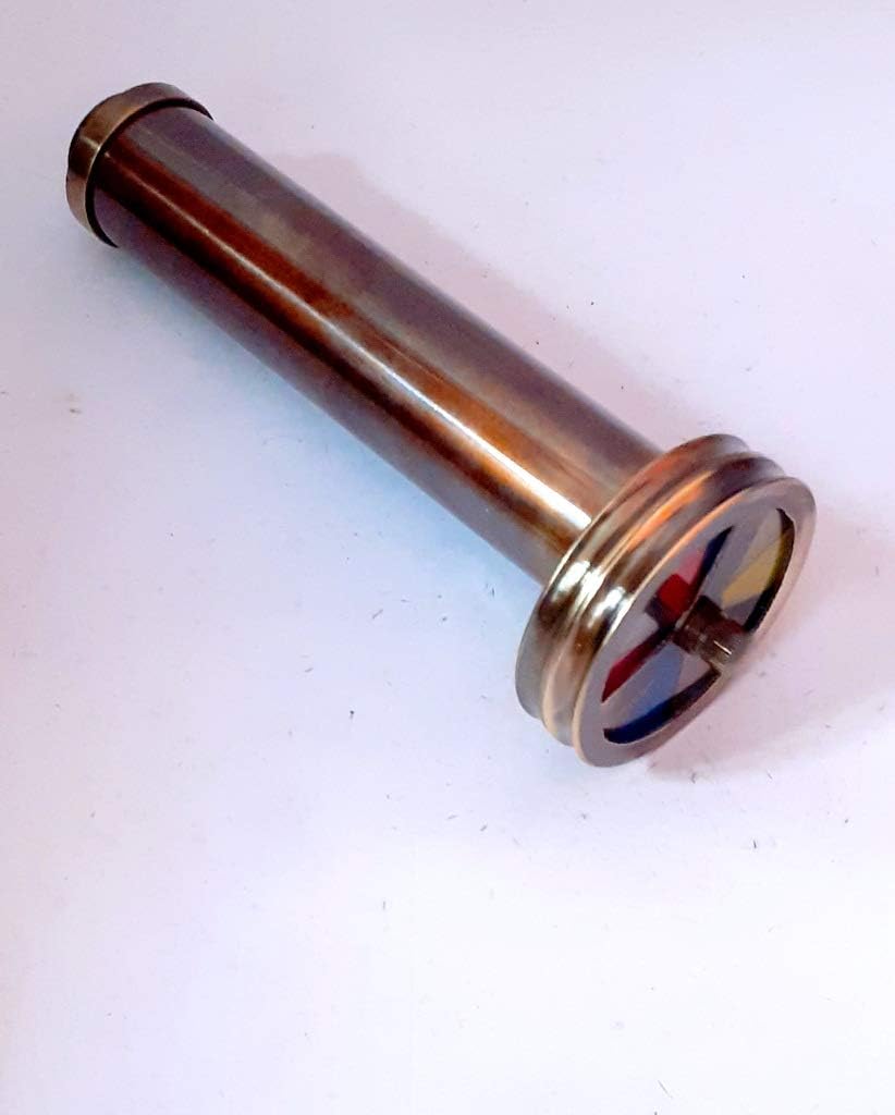 6 inches x 1.5 inches Antique Finish Brass Double Wheel Kaleidoscope Vintage Maritime Optical Beautiful Item