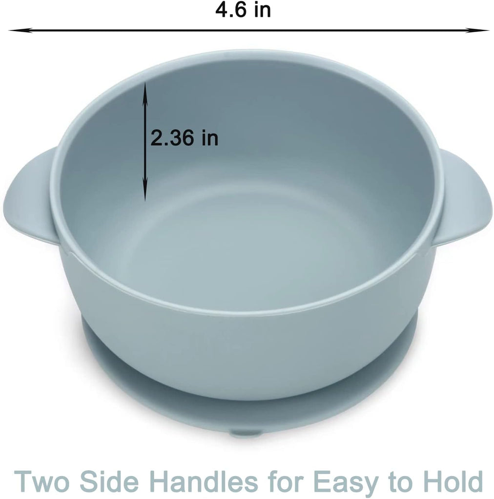 Silicone Baby Feeding Set| 2 Divided Suction Plate + 2 Suction Bowl + 2 Tiny Cup with 2 Spoons| Baby Led Weaning