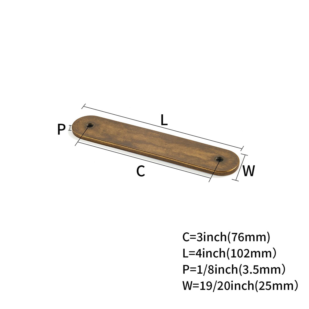 10 Pack Antique Brass Cabinet Hardware Handle Pull Backplate/Back Plate - 3" Inch (76mm) Hole Centers