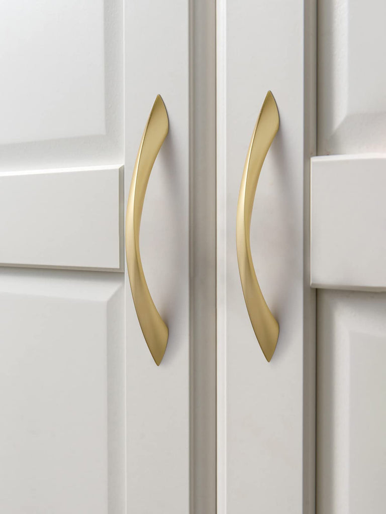 Brushed Gold Cabinet Pulls 5 Inch Arch Twisted Brass Handles Drawer Kitchen Cupboard Bathroom Dresser Cabinet