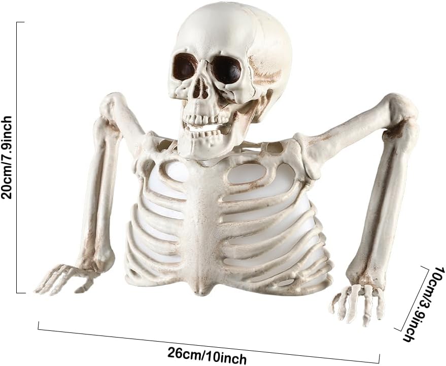 Halloween Skeleton Decorations with Colorful Light, Scary Groundbreaker Skull Stakes Lights for Halloween Graveyard