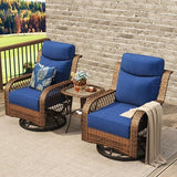 3-Piece Wicker Outdoor Patio Furniture Set - Bistro with Thick Cushions for Backyard, Garden & Porch
