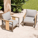 2-Piece Aluminum Outdoor Patio Furniture Set | Grey All-Weather Resistant with Thick Cushions for Backyard, Garden & Porch