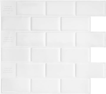Peel and Stick backsplash, Subway Pure White, 10.95"x9.7" | Pack of 10 (6.3 sq ft), Glossy, Heat/Moisture Resistant