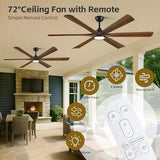 Savey'Sley 72" Ceiling Fan with LED Light and Remote - Walnut