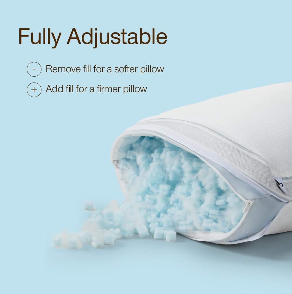 Cool+ Adjustable Cooling Body Pillow, 18x52, Cooling Gel Memory Foam & Microfiber, Side Sleeper & Pregnancy Pillow