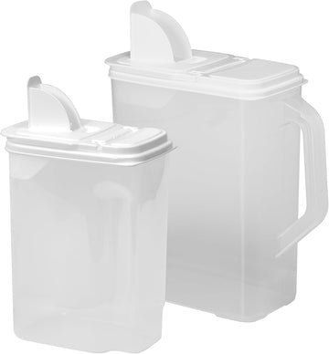 Pet Food Storage Containers - 2 Count Bird Seed Dispenser with Pour Tight Lids and Easy Pour Spouts, 8 Qt and 3.5 Qt