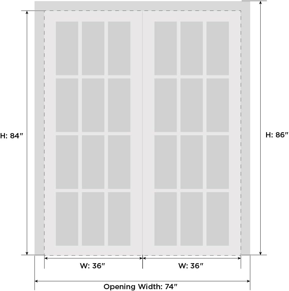 Quadro 4117 | Double Swing Interior French Doors with Glass with Frosted Glass, MDF, Hardware Includ