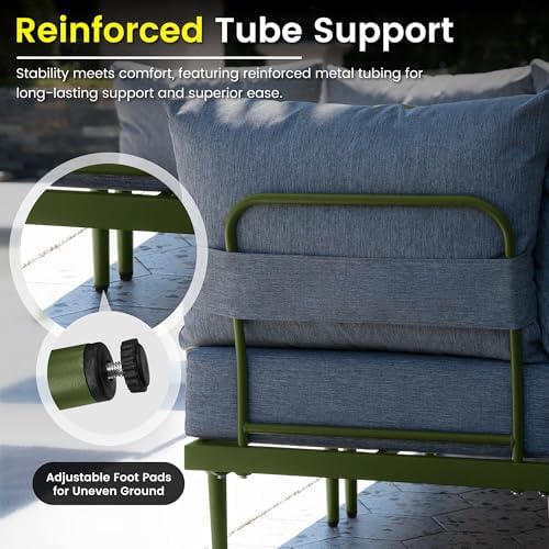 7-Piece Metal Outdoor Patio Furniture Set | Gray with Thick Cushions for Patio, Garden & Porch