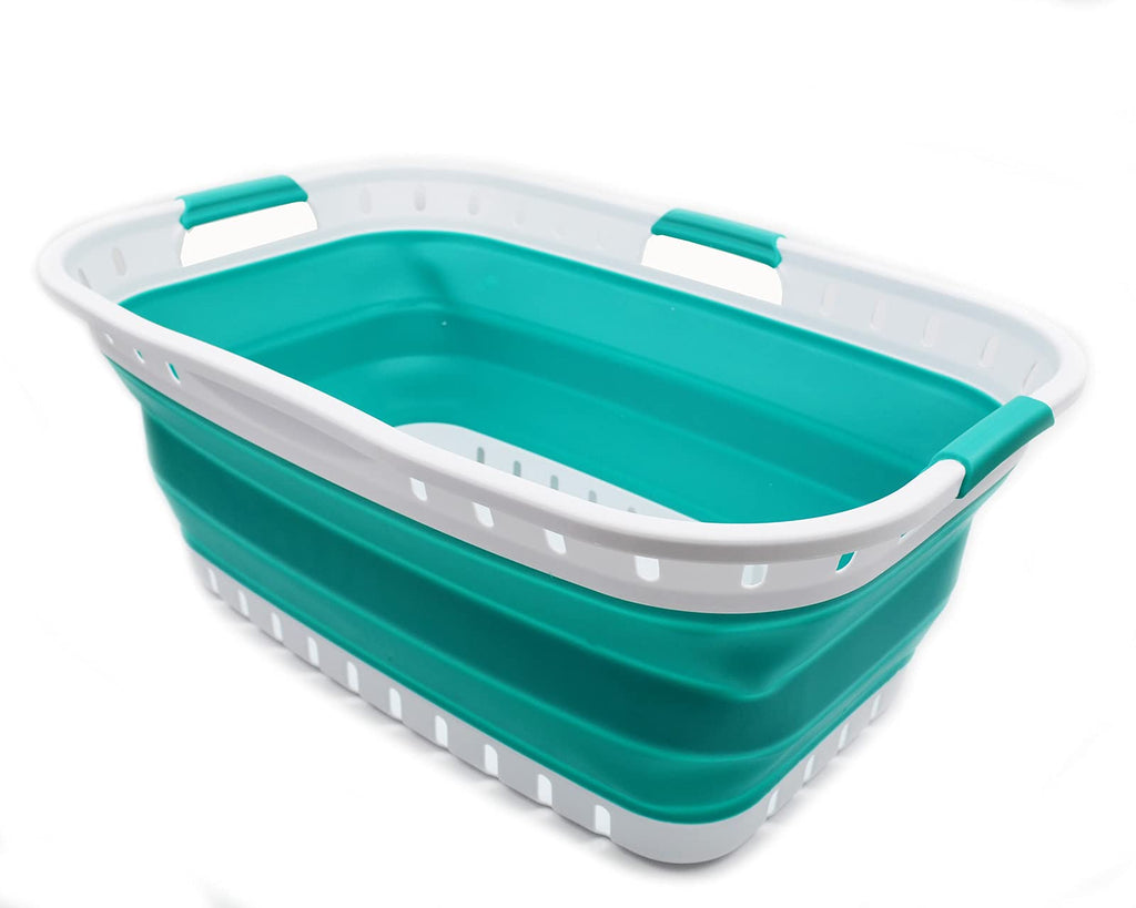 44L Collapsible Plastic Laundry Basket - Foldable Pop Up Storage Container/Organizer - Portable Hamper - (1