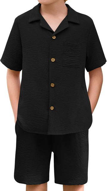 Boys 2 Pieces Summer Outfits Beach Short Sleeve Shirts