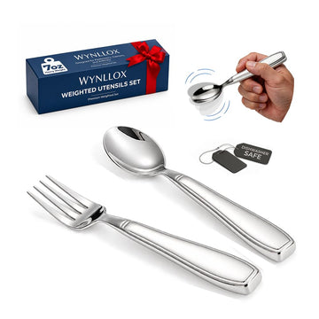Weighted Utensils for Hand Tremors, Spoon & Fork, 7 oz Each
