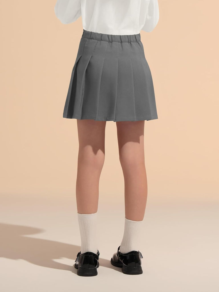 Girls Pleated Skirt Kids School Uniform Elastic High Waist Tennis Skirts with Shorts