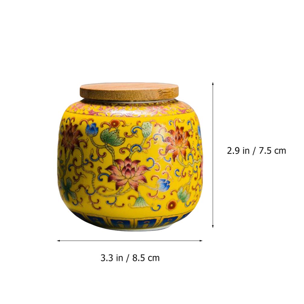 Ceramic Tea Canister with Airtight Wood Lid Vintage Chinese Style Tea Storage Jars Traditional Tea Tins Cans Tea
