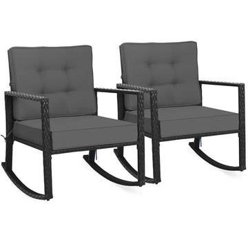Outdoor Rocking Chair with 5" Thick Soft Cushions, Grey (2)