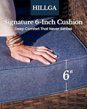 7-Piece Wicker Outdoor Patio Furniture Set - Swivel | Blue with Thick Cushions for Patio, Garden & Porch