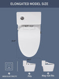 Elongated Smart Bidet Toilet Seat with Remote Control, Heated Seat, Warm Water Wash, Warm Air Dryer, Multiple Spray Modes for Adults and Children