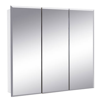 Cyprus 30-in. Wide Medicine Cabinet, 3 Frameless Mirrored Doors, 2 Adjustable Shelves, Pre-Assembled, Surface or